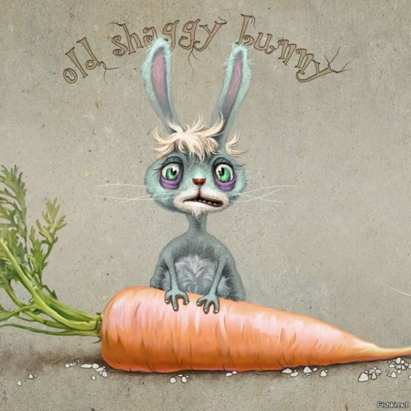 Прикольный заяц с морковкой