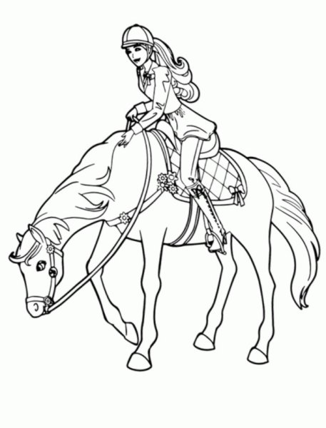 Раскраска Барби с лошадкой