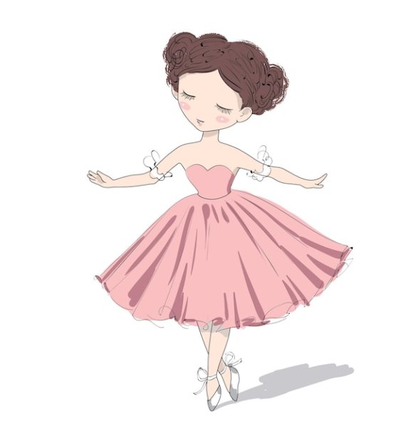 Девочка в розовом платье рисованная