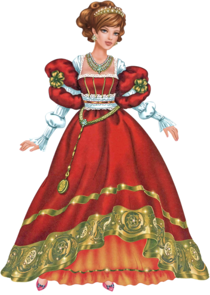 Принцесса в Красном платье на прозрачном фоне