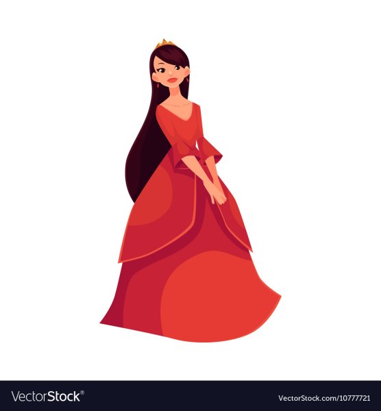 Принцесса в Красном платье на прозрачном фоне