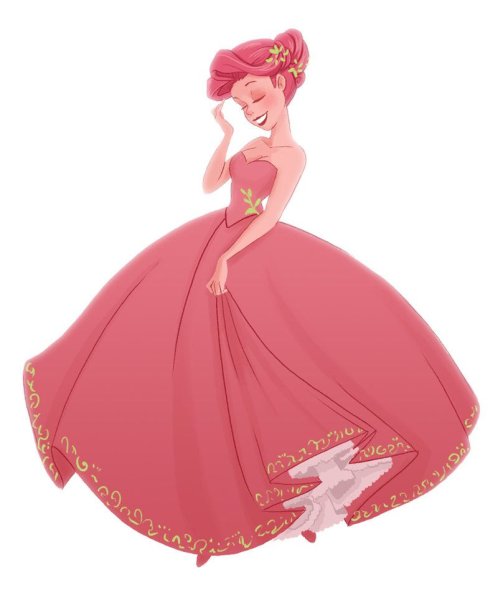 Рисунки принцесса в розовом платье