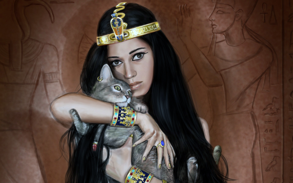 Египтянка девушка красивая с котом