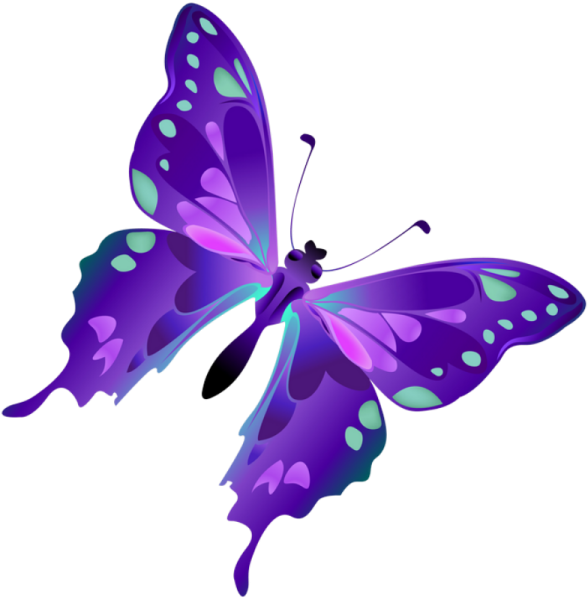 Фиолетовые бабочки на прозрачном фоне