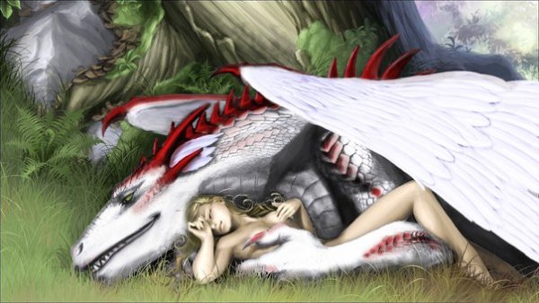 Девушка спит с драконом
