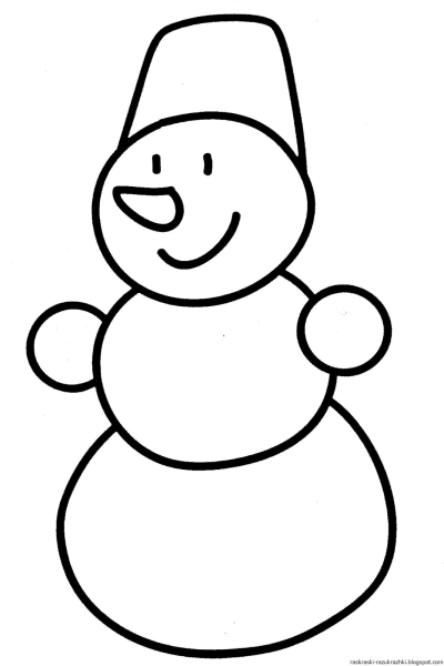 Снеговик раскраска для малышей