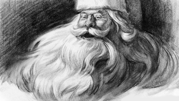 Дед Мороз рисунок карандашом
