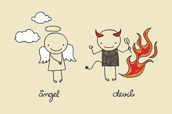 Милые рисунки ангела и демона