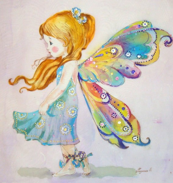 Девочка с бабочками рисунок