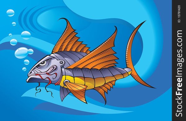 Роботизированная рыбка иллюстрация