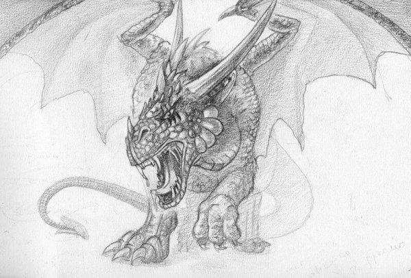 Нарисовать дракона карандашом