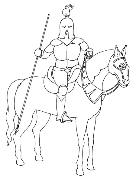 Рыцарь на коне карандашом