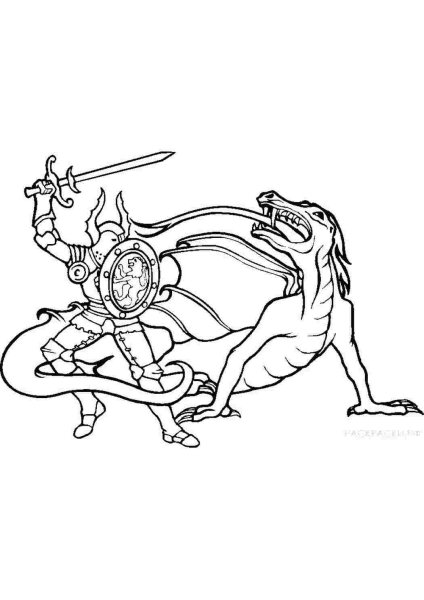 Рисунки рыцарь побеждает дракона
