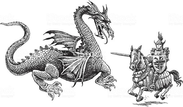 Средневековые Гравюры дракон