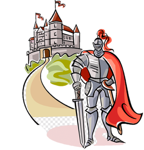 Рыцарский турнир средневековья на фоне замка