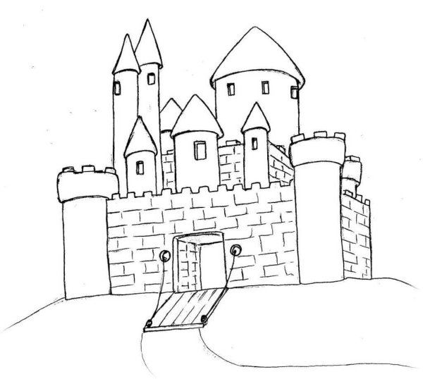 Рисунок замка для срисовки