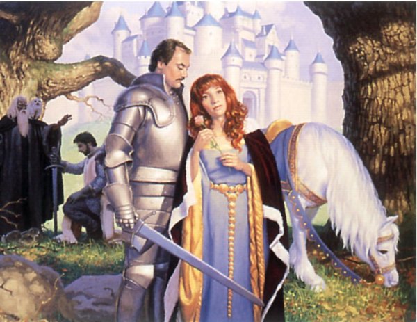 Средневековый рыцарь и прекрасная дама