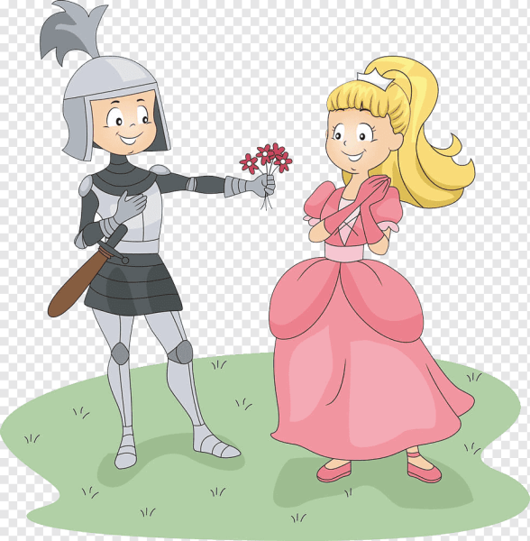 Рыцарь дарит цветы принцессе