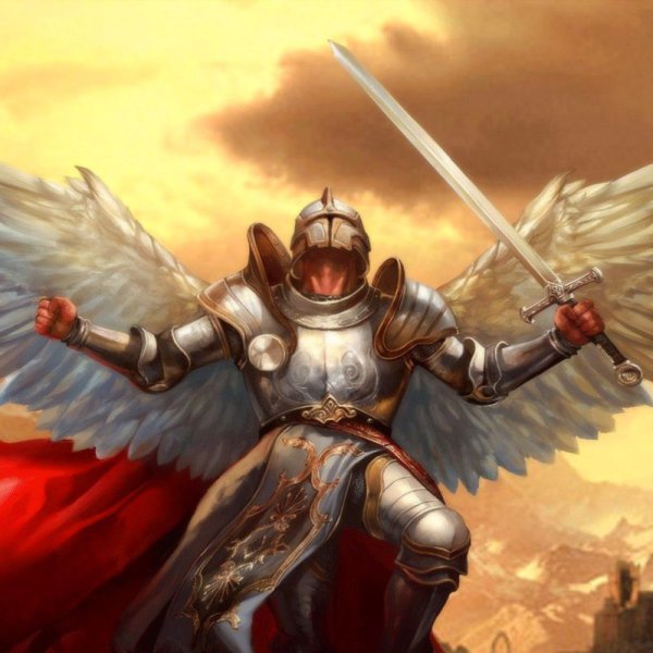 Рыцарь с крыльями и мечом