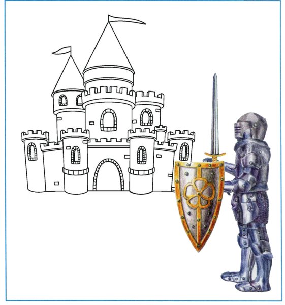 Средневековые иллюстрации рыцарь и замок