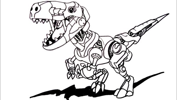 Робот диназаврраскраска для детей