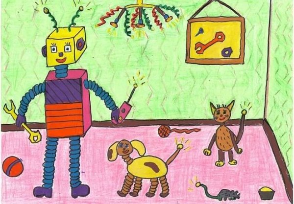 Детские рисунки на тему роботы