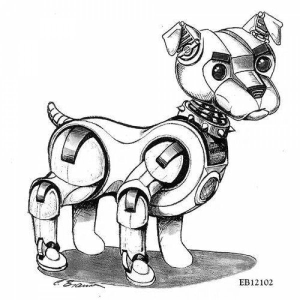 Раскраска робот щенок