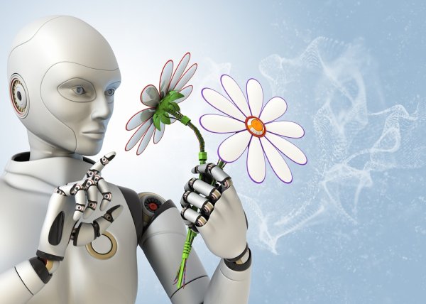 ИИ робот с цветами
