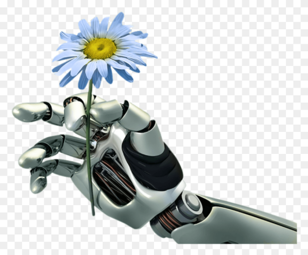 Робот с цветком в руке