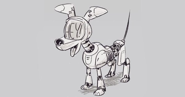 Робот собака нарисовать