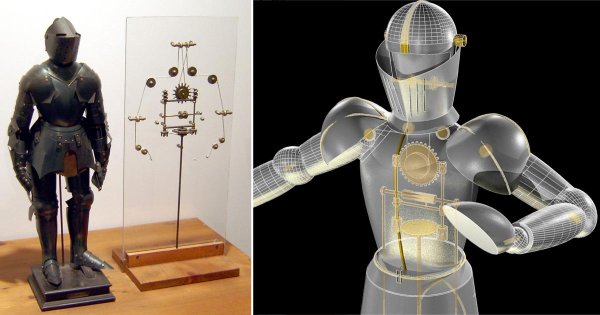 Изобретения Леонардо да Винчи робот рыцарь