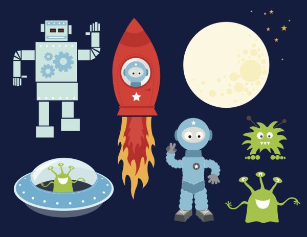 Космические роботы зарисовки для детей