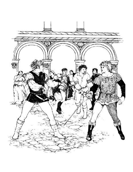 Рисунок танец рыцарей Ромео и Джульетта