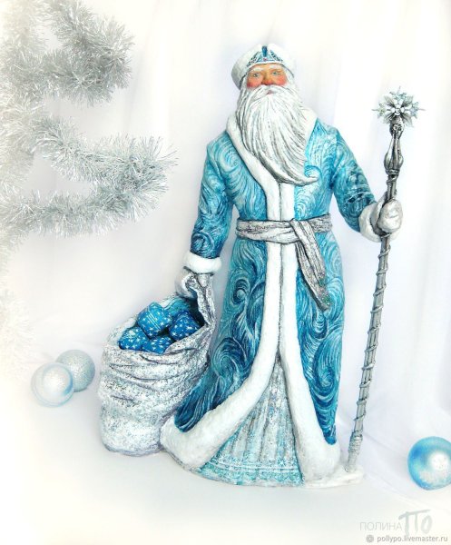 Дед Мороз в синей шубе открытка