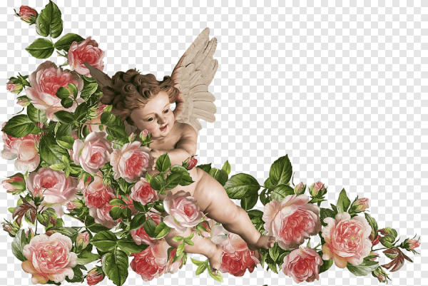 Винтажные цветы с ангелочками