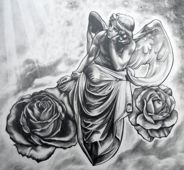 Рисунки розы и ангелы
