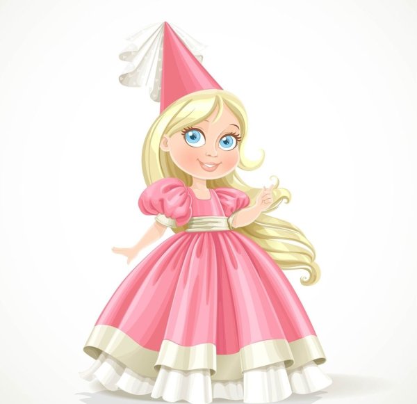 Принцесса в розовом платье мультяшная