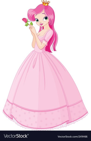 Принцесса в розовом платье мультяшная