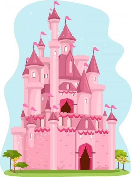 Рисунки розовый замок принцессы