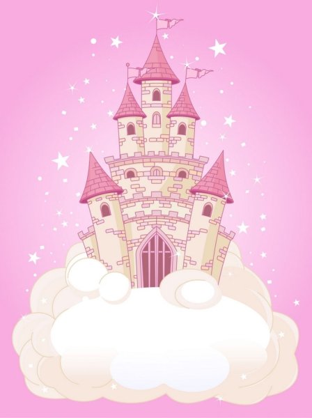 Красивый сказочный розовый замок