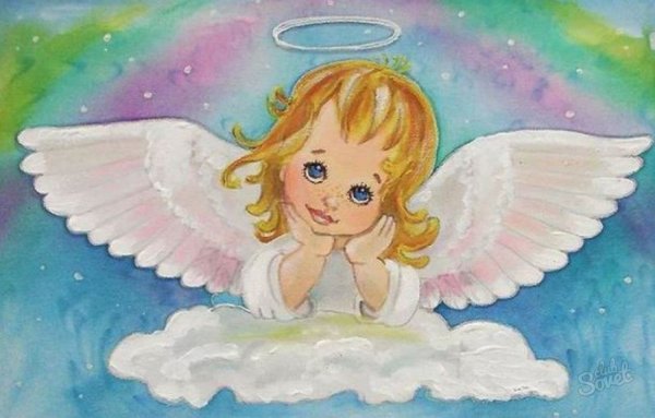 Рисунок ангелочка с крыльями