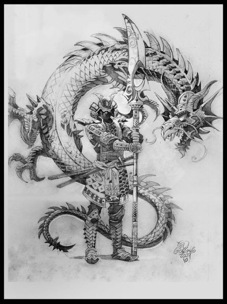 Японский дракон эскиз