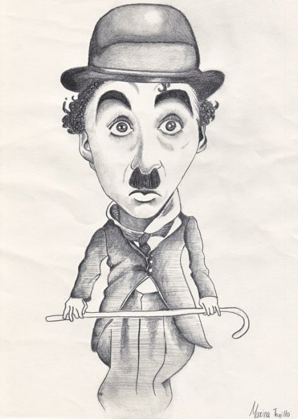 Чарли Чаплин рисунок карандашом