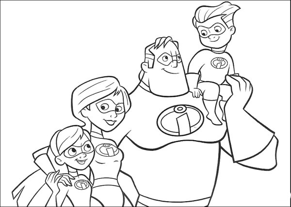 Раскраска семейка супергероев
