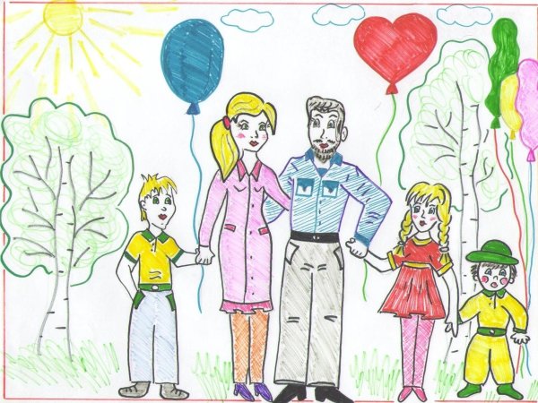 Семейный рисунок карандашом