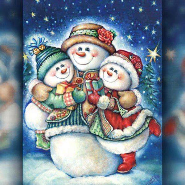 Рисунки семейство снеговиков