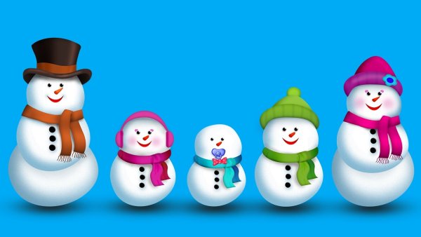 Снеговики разных размеров для детей
