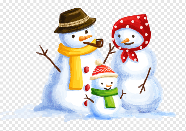 Рисунки семья снеговиков