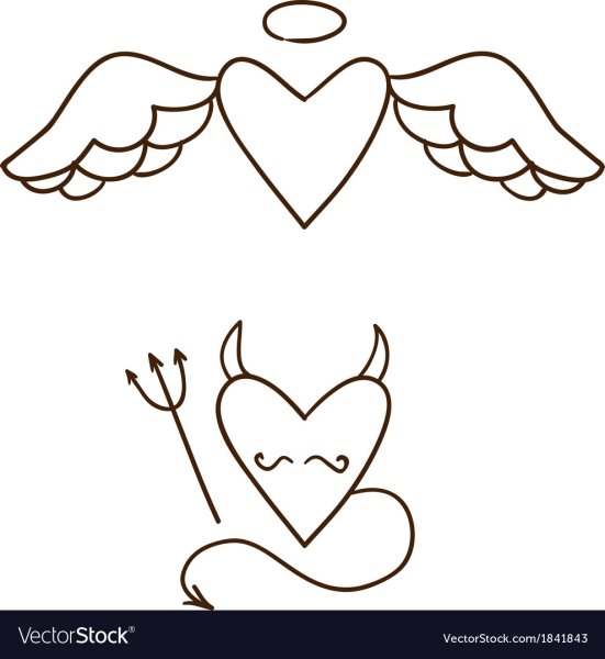 Нарисовать на сердечках ангелов