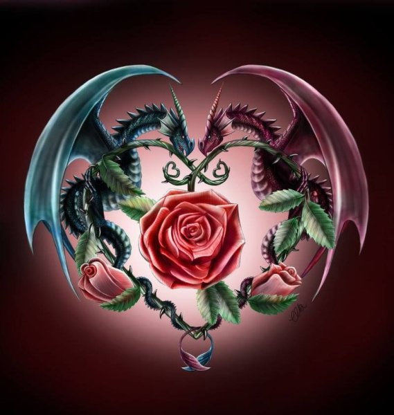 Дракон с розой